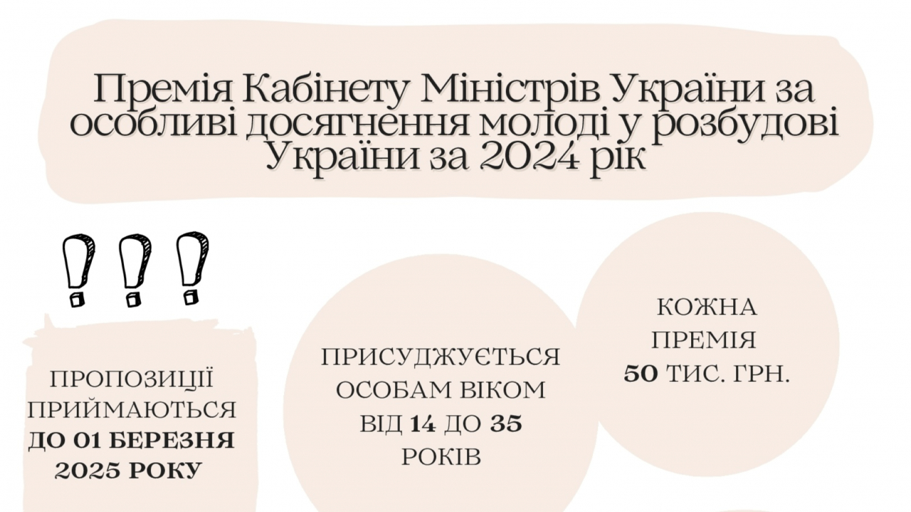 Премія Кабінету Міністрів України: можливість для молоді