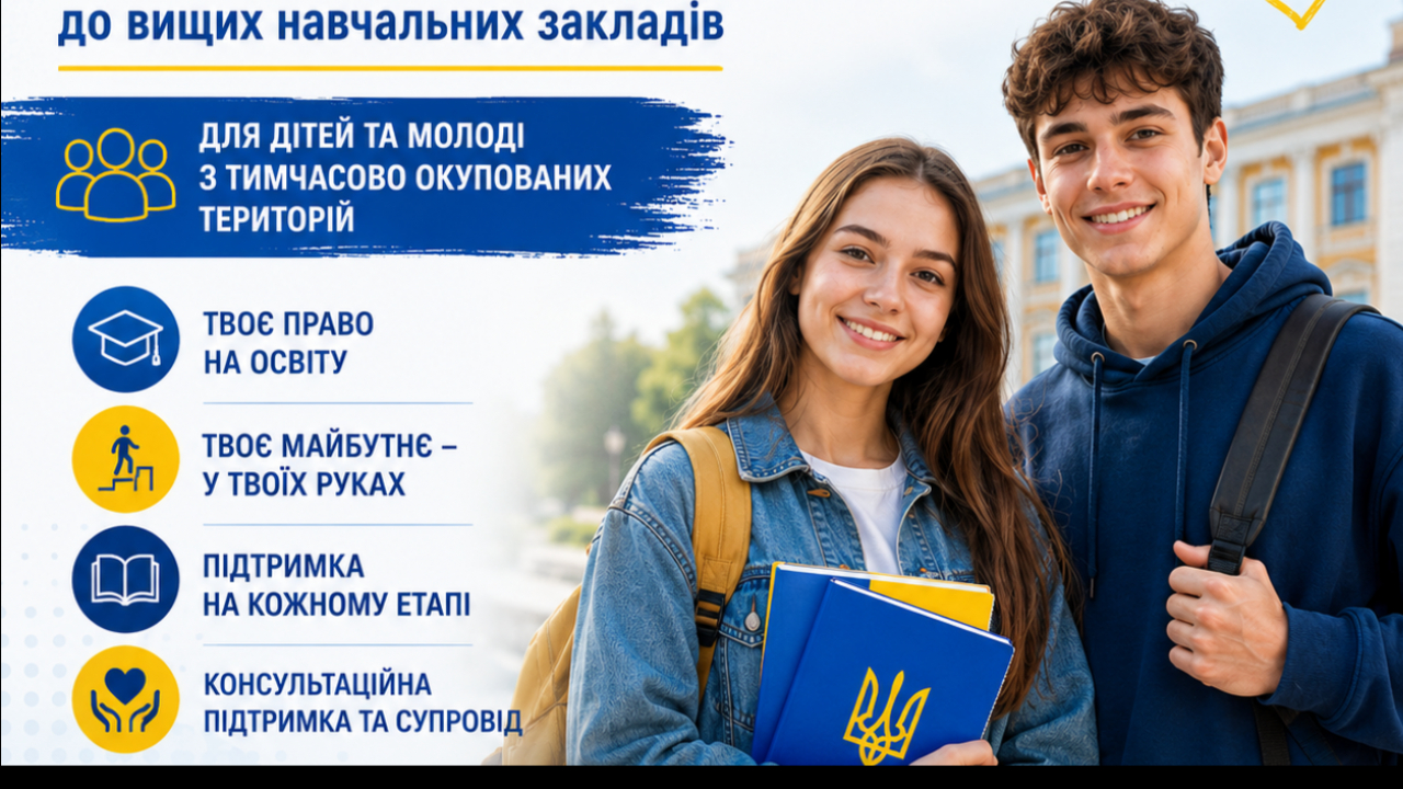Вступна кампанія 2026 до вищих навчальних закладів для дітей та молоді з тимчасово окупованих територій 