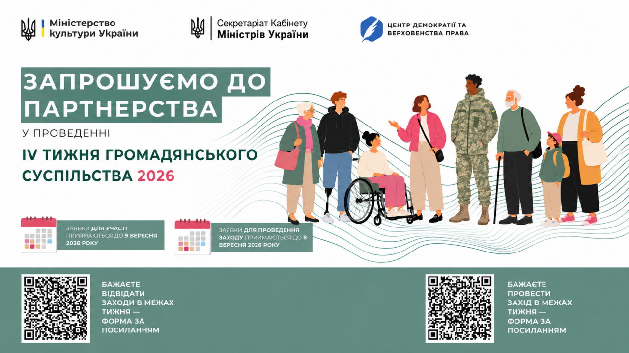 Міністерство культури України повідомляє про початок підготовки до ІV Тижня громадянського суспільства